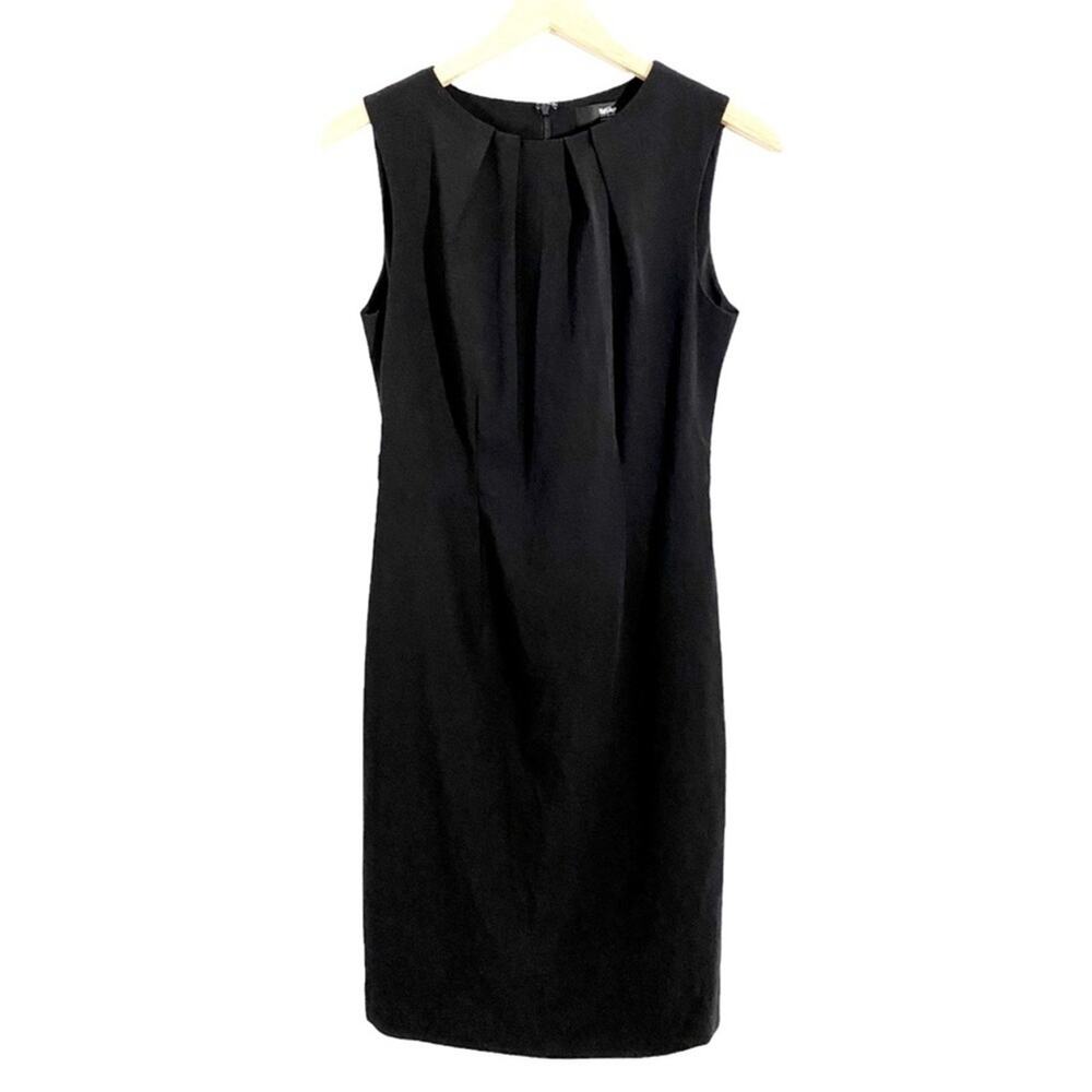 Mossimo Black Pleated Neckline Stretch Sleeveless Sheath Dress, Size 4